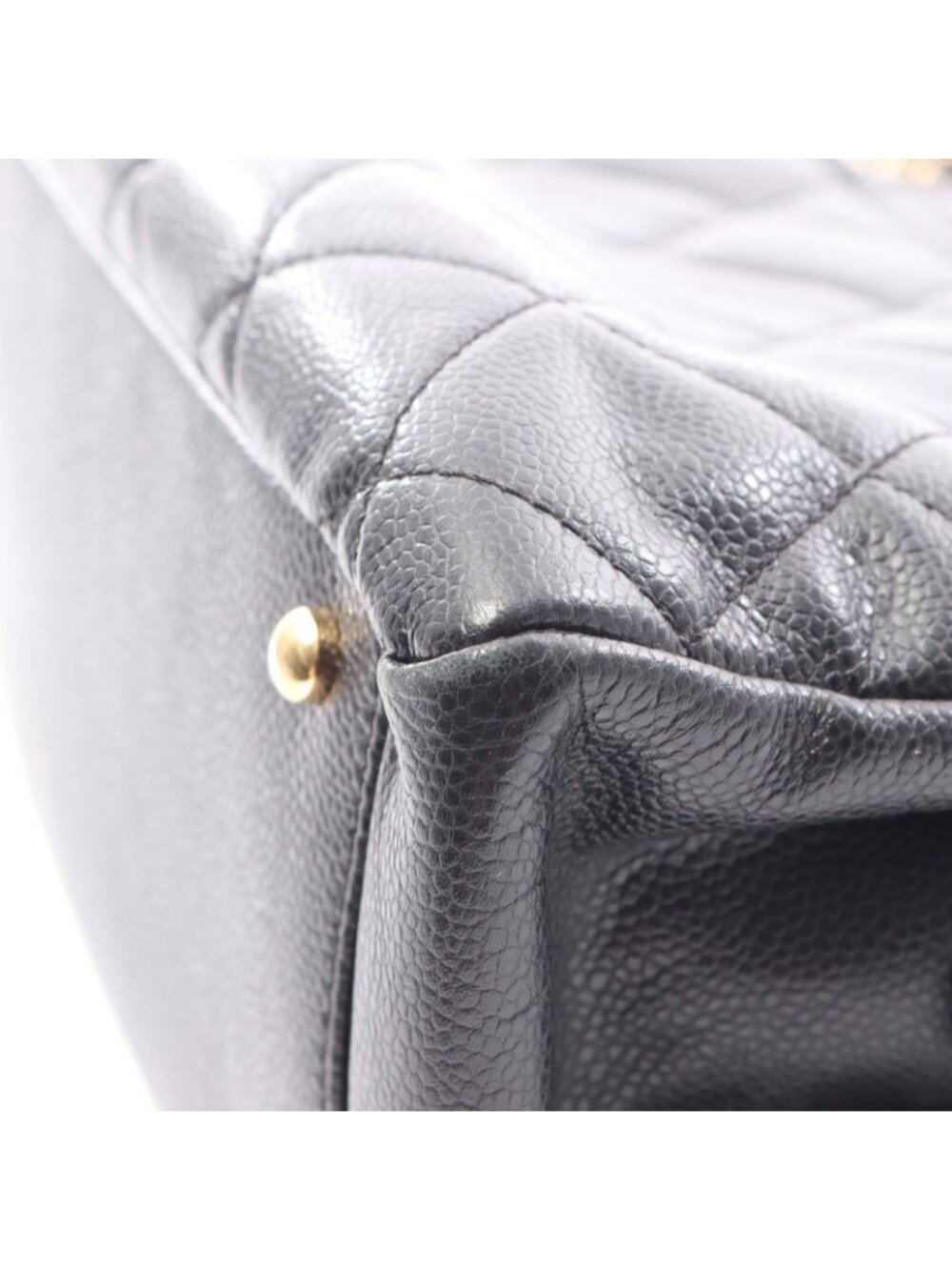 Chanel Tote Quilted Black Caviar Leather CC Logo Chain - Picture 8 of 9